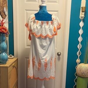New York & Company White and Orange Dress
